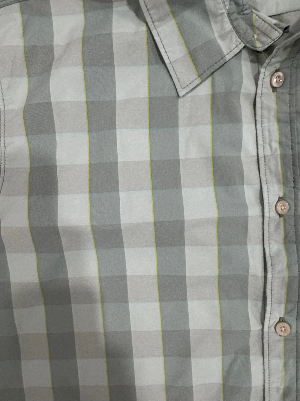 The North Face Light Green Plaid Short-Sleeve Button-Down Shirt